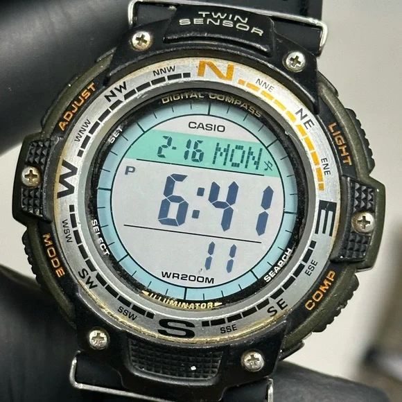 Casio SGW100B-3V Digital Twin Sensor Black & Green 48mm Resin Men’s Sport Watch - Picture 4 of 12